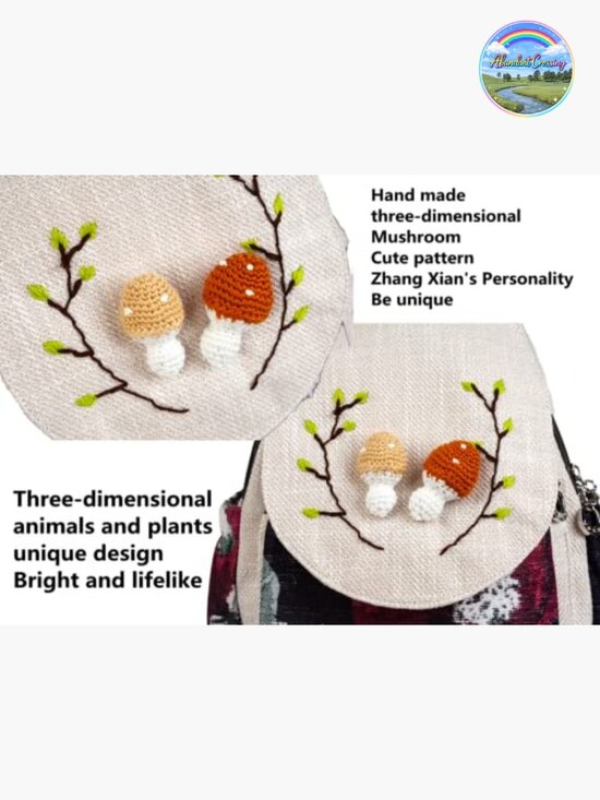 Boho Canvas Backpack Purse for Women - Adjustable Sling Bag Embroidered Woven main image 5